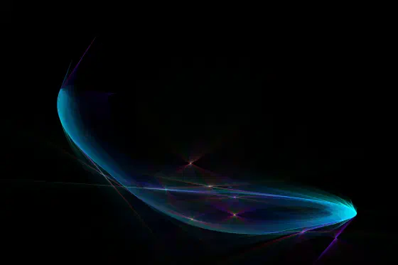 Blue curve sweeping from upper left to bottom right and looping back toward bottom left.
