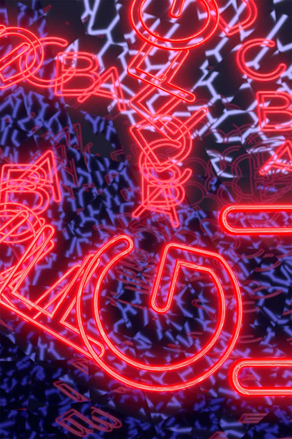 Neon alphabet created in Blender